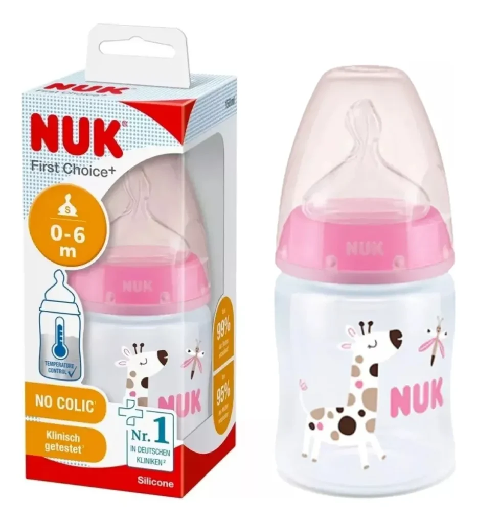 set de 2 mamaderas nuk fc 150ml y 300ml + 2 chupetes signature